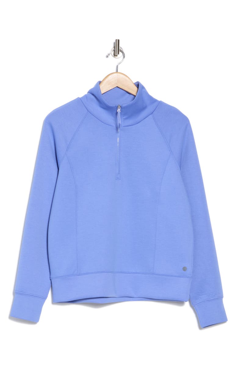 APANA Stellar Scuba Knit Quarter Zip Pullover, Alternate, color, Persian Jewel