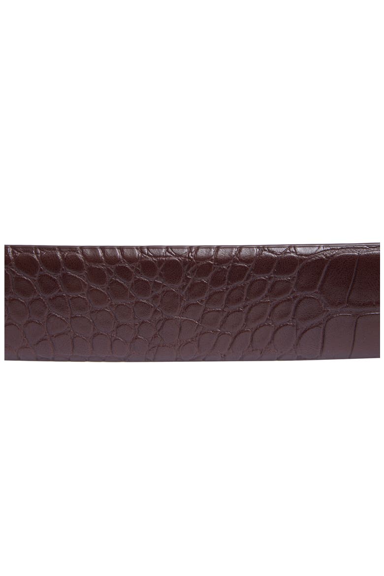 Croc Embossed Belt, Alternate, color, BROWN CROC