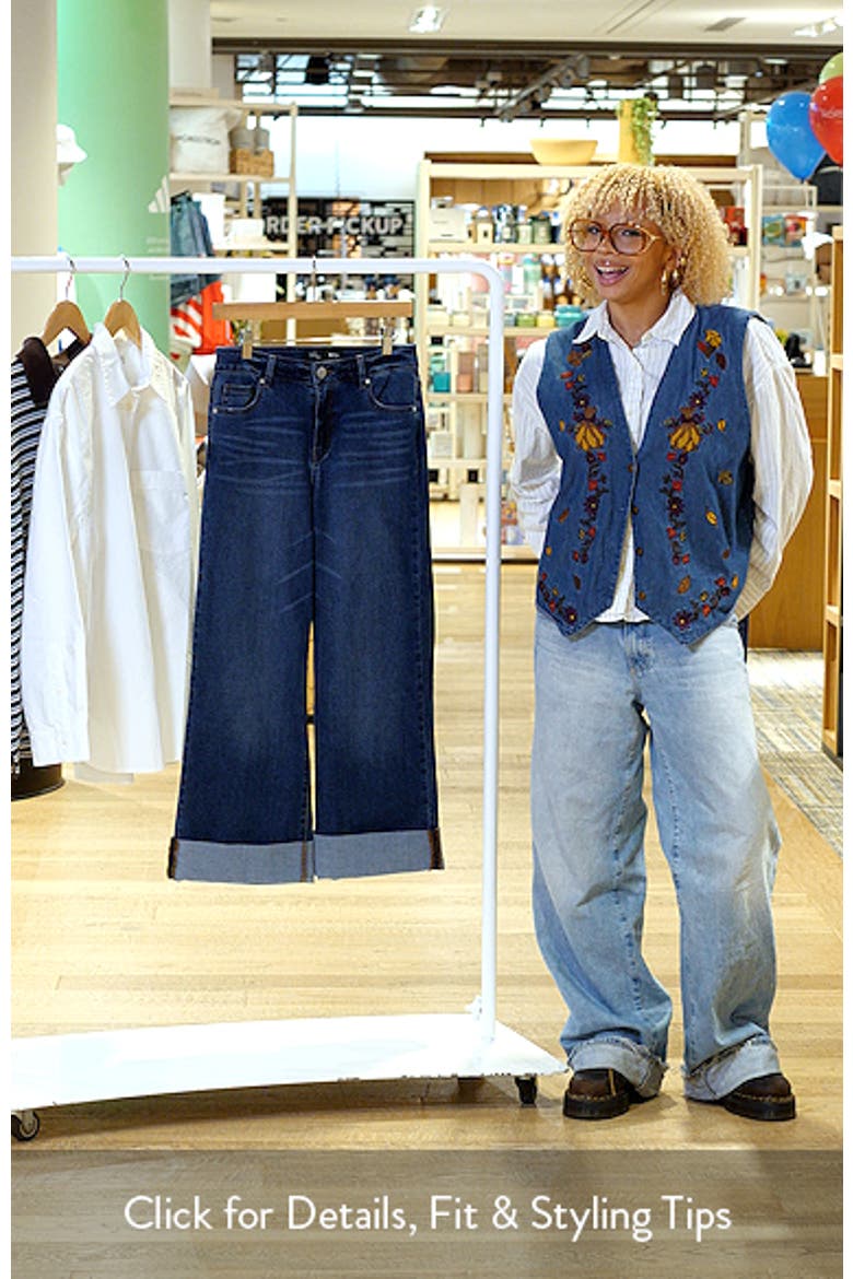 High Waist Rolled Cuff Wide Leg Jeans video