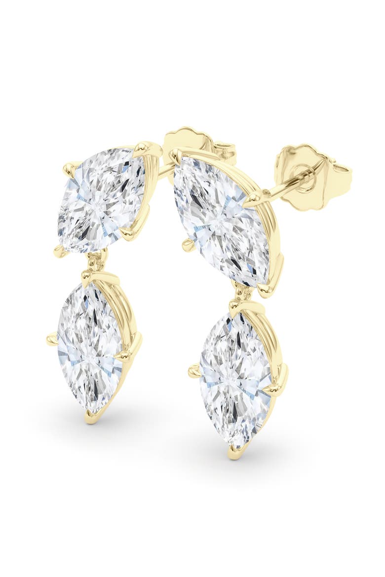 Lab Grown Diamond Twin Marquise Cut Drop Earrings, Main, color, YELLOW GOLD