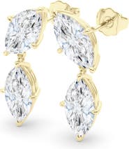 HauteCarat Lab Grown Diamond Twin Marquise Cut Drop Earrings