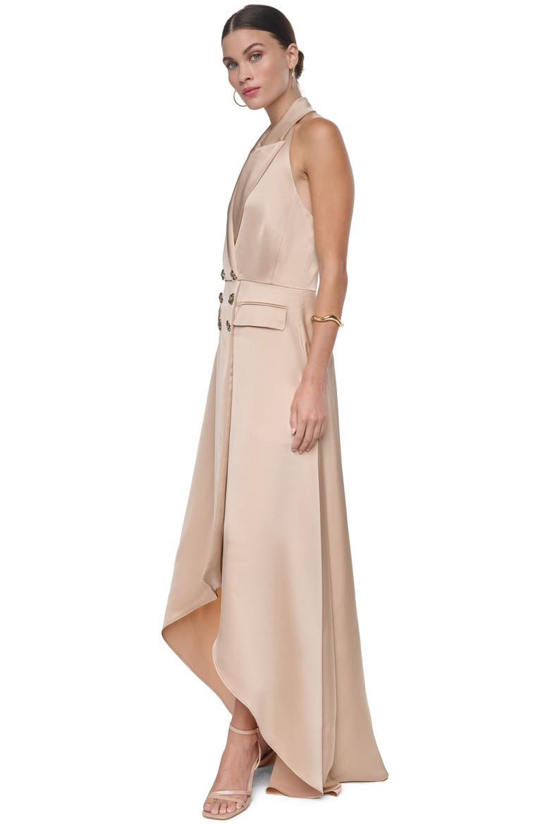 Halter Tuxedo High-low Gown, Alternate, color, Bronze