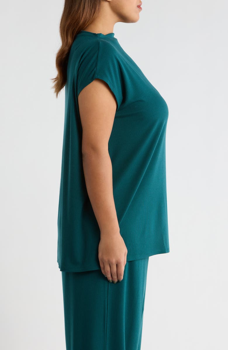 Eileen Fisher Rib Boxy Funnel Neck Top, Alternate, color, Kelp