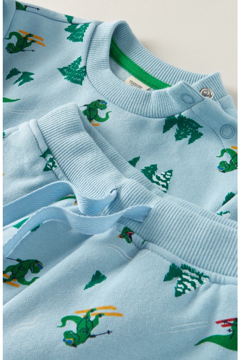 Print Fleece Sweatshirt & Sweatpants Set, Alternate, color, BLUE BASALT DINOSAUR SKI