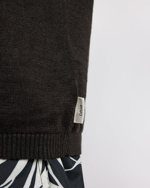 Onia Linen Knit Tee Shirt In Black