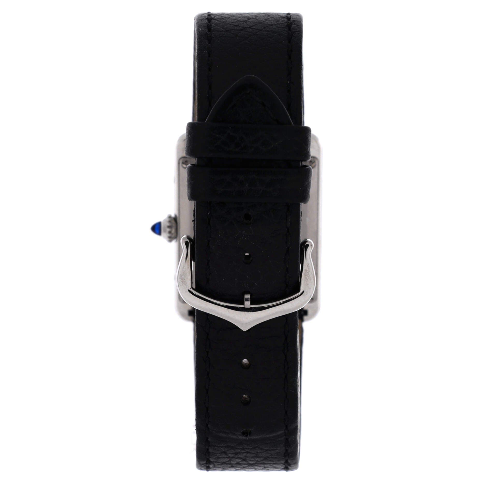 Must de Cartier Tank Quartz Watch Stainless Steel and Leather 25, Alternate, color, Black