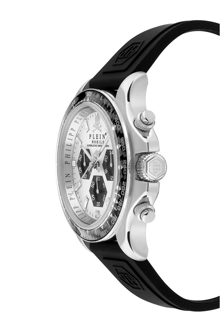 Nobile Racing Silicone Strap Chronograph Watch, 43mm, Alternate, color, STAINLESS STEEL