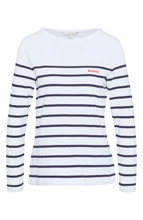 Barbour Bradley Womens Long Sleeve Striped Top In Cloud Stripe