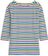 Seasalt Cornwall Sailor Stripe Three Quarter Sleeve Organic Cotton T-Shirt