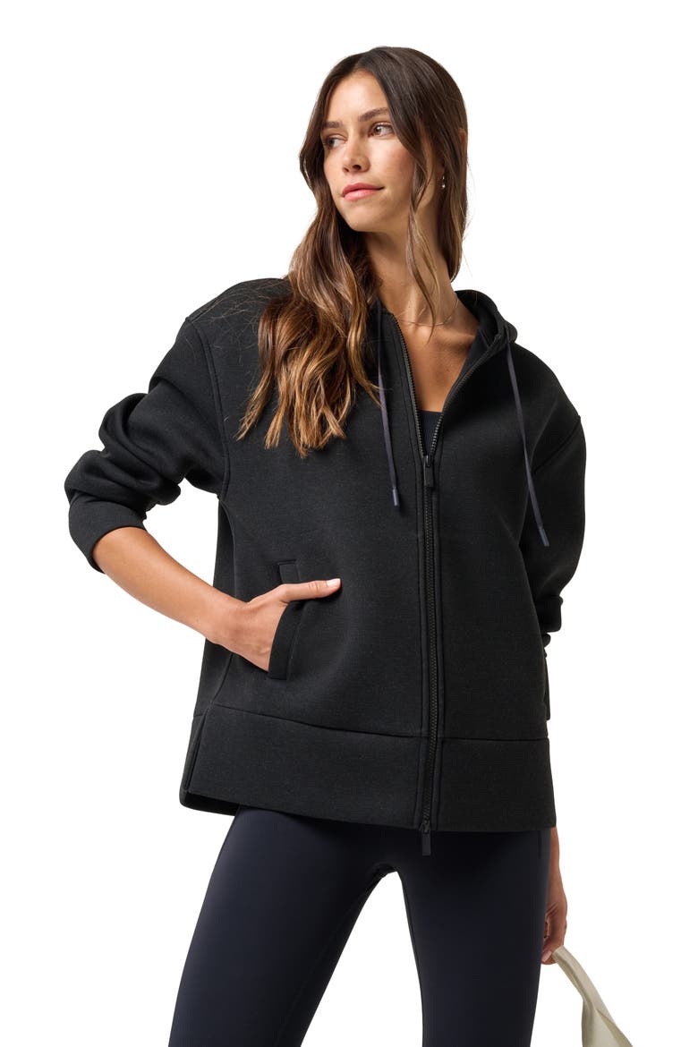 Cloudscape Zip-Up Hoodie Jacket, Alternate, color, HEATHER BLACK