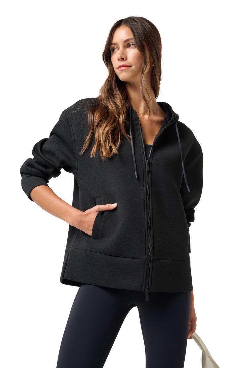 TravisMathew Cloudscape Zip-Up Hoodie Jacket, Alternate, color, Heather Black