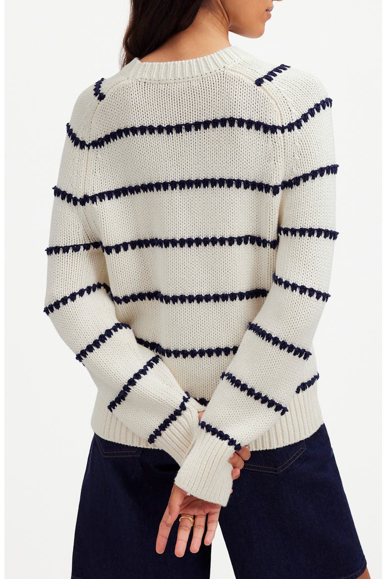 Stripe Textured Cotton Sweater, Alternate, color, BRIGHT IVORY NAVY STRIPE