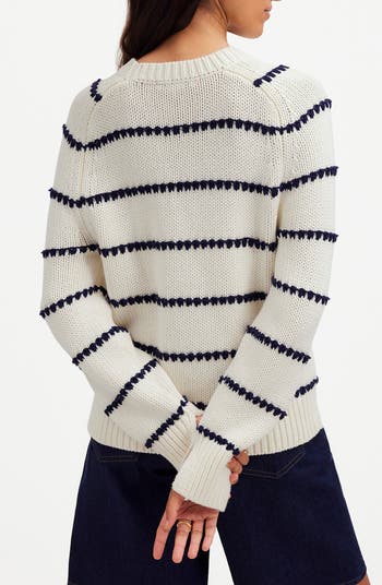 Stripe Textured Cotton Sweater