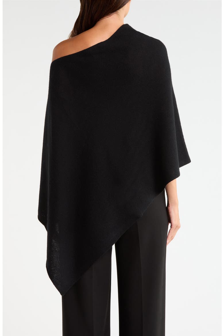Wool & Cashmere Asymmetrical Poncho, Alternate, color, BLACK