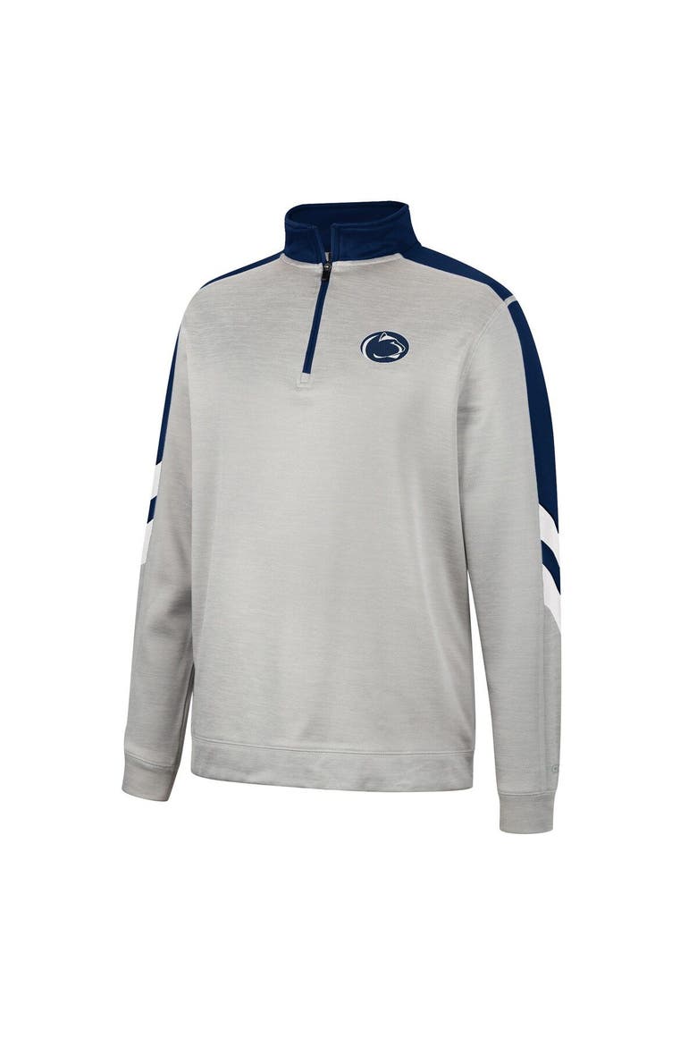 Men's Colosseum Gray/Navy Penn State Nittany Lions Bushwood Fleece Quarter-Zip Jacket, Alternate, color, Gray