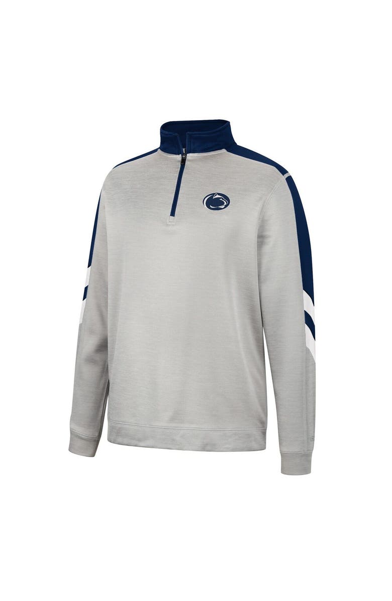 COLOSSEUM Men's Colosseum Gray/Navy Penn State Nittany Lions Bushwood Fleece Quarter-Zip Jacket, Alternate, color, 