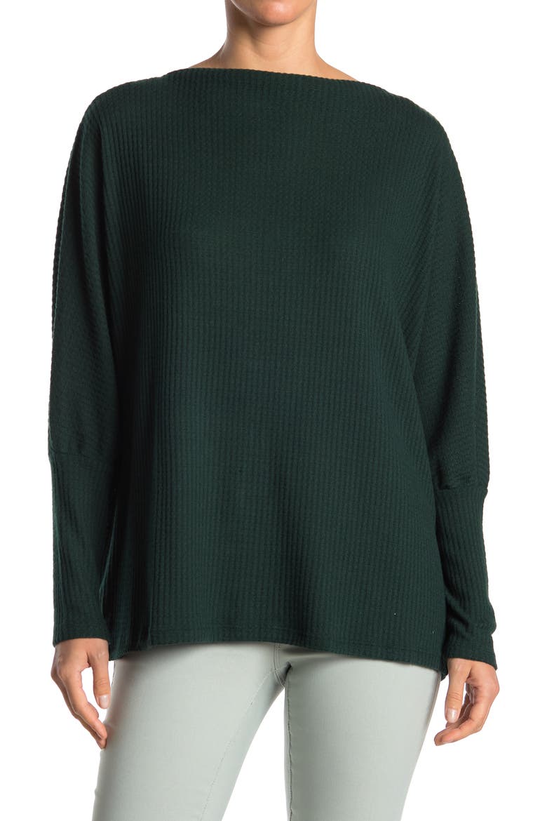 Waffle Knit Doman Sleeve Top, Main, color, HUNTER