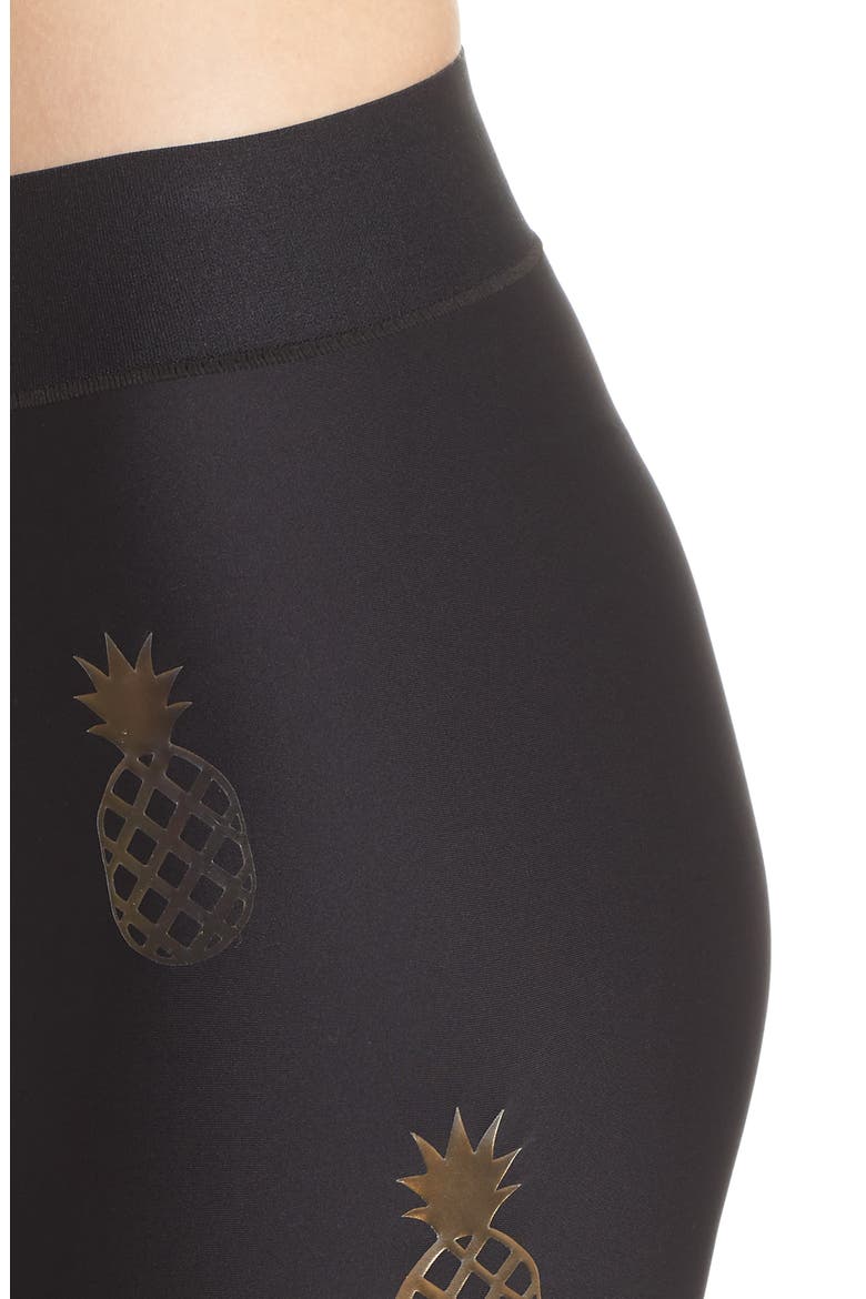 Ultra Pineapple Knockout Leggings, Alternate, color, NERO/ IRIDESCENT GOLD