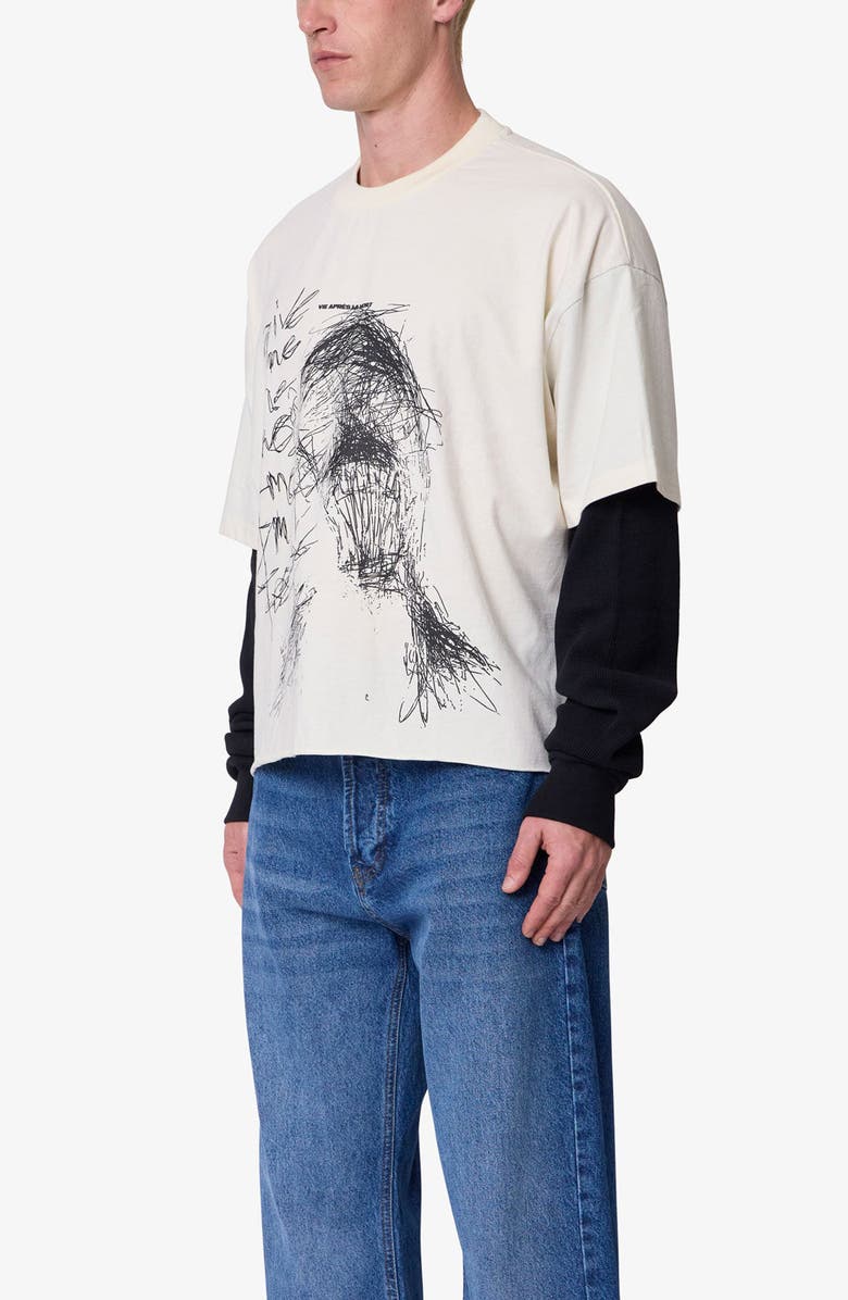 mnml Lost Layered Thermal Graphic T-Shirt, Alternate, color, White/ Black