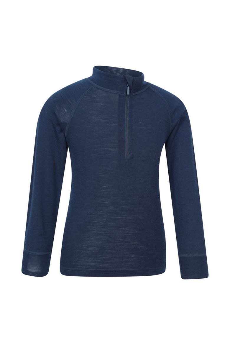 Childrens/Kids Merino Blend Half Zip Base Layer Top, Alternate, color, Navy