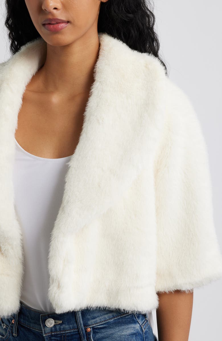 Steve Madden Hestia Crop Faux Fur Jacket, Alternate, color, Cream
