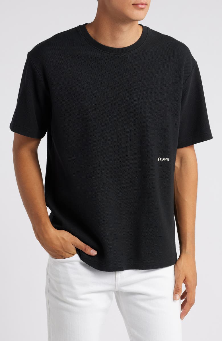 FRAME Solid Jacquard Cotton T-Shirt, Main, color, Black