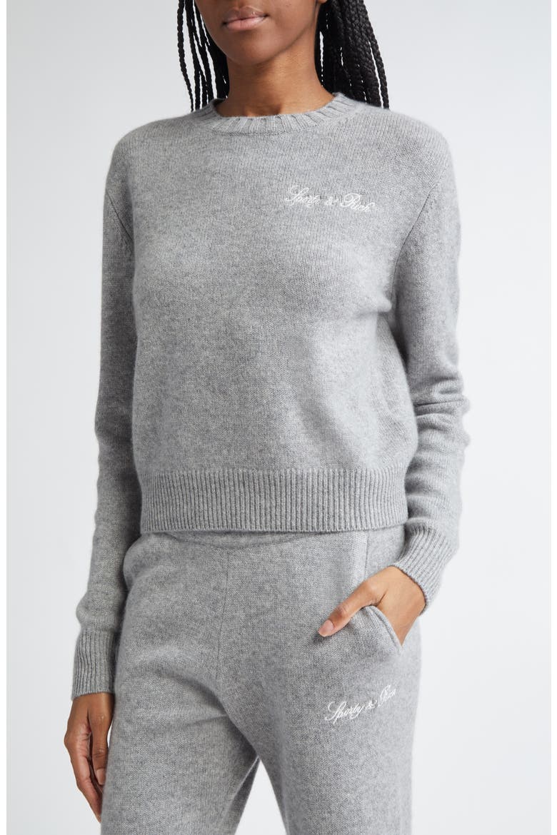 Vendome Script Cotton Crewneck Sweater, Alternate, color, HEATHER GRAY