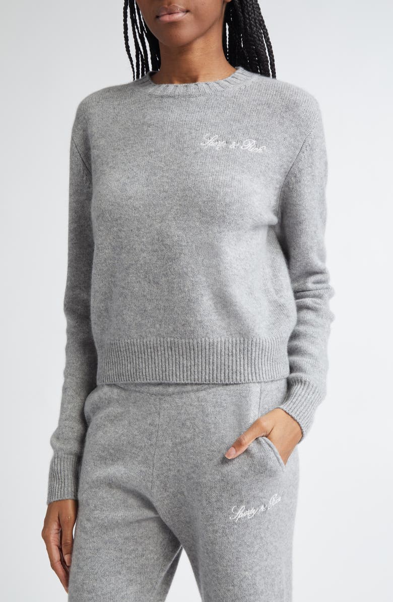 Sporty & Rich Vendome Script Cotton Crewneck Sweater, Alternate, color,