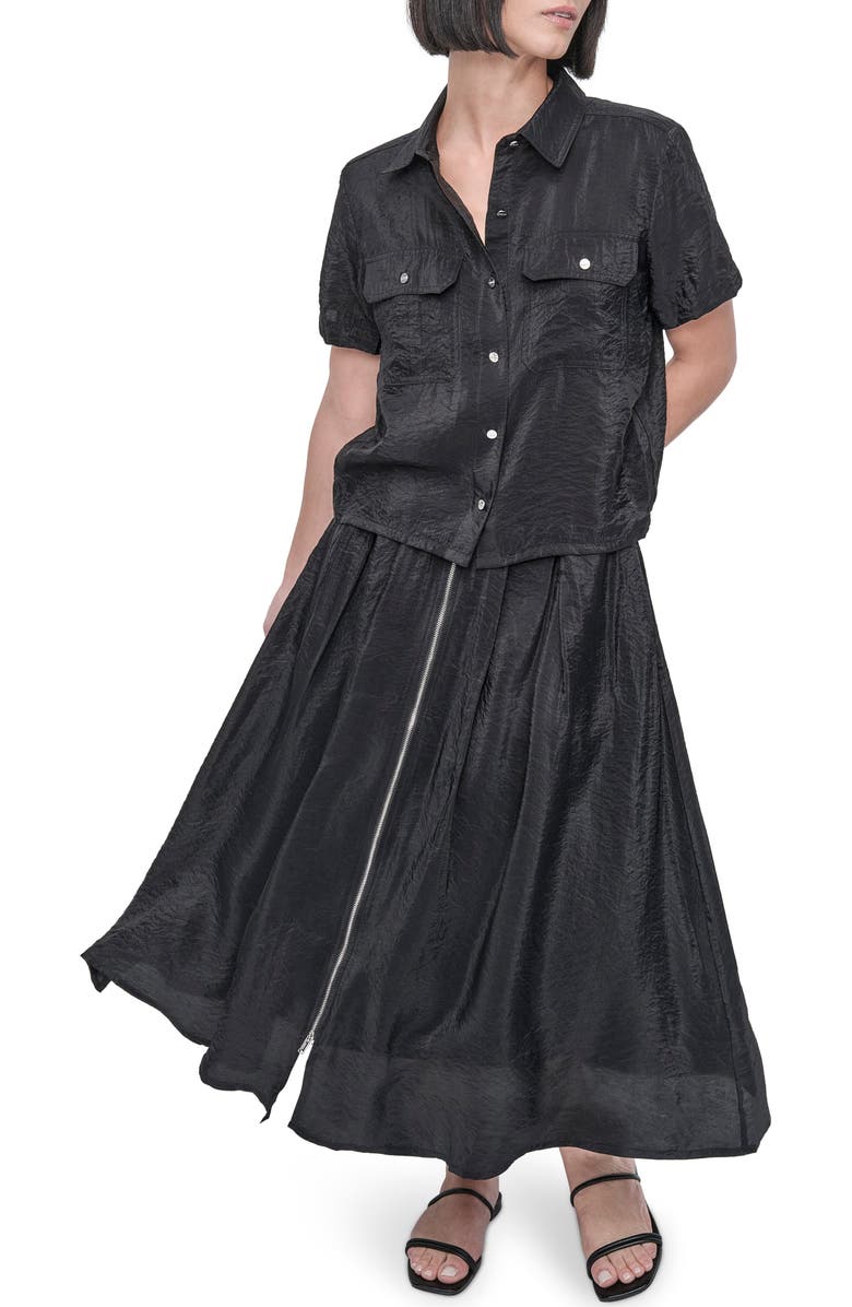 DKNY Tech Poplin Button-Up Shirt, Alternate, color, Black