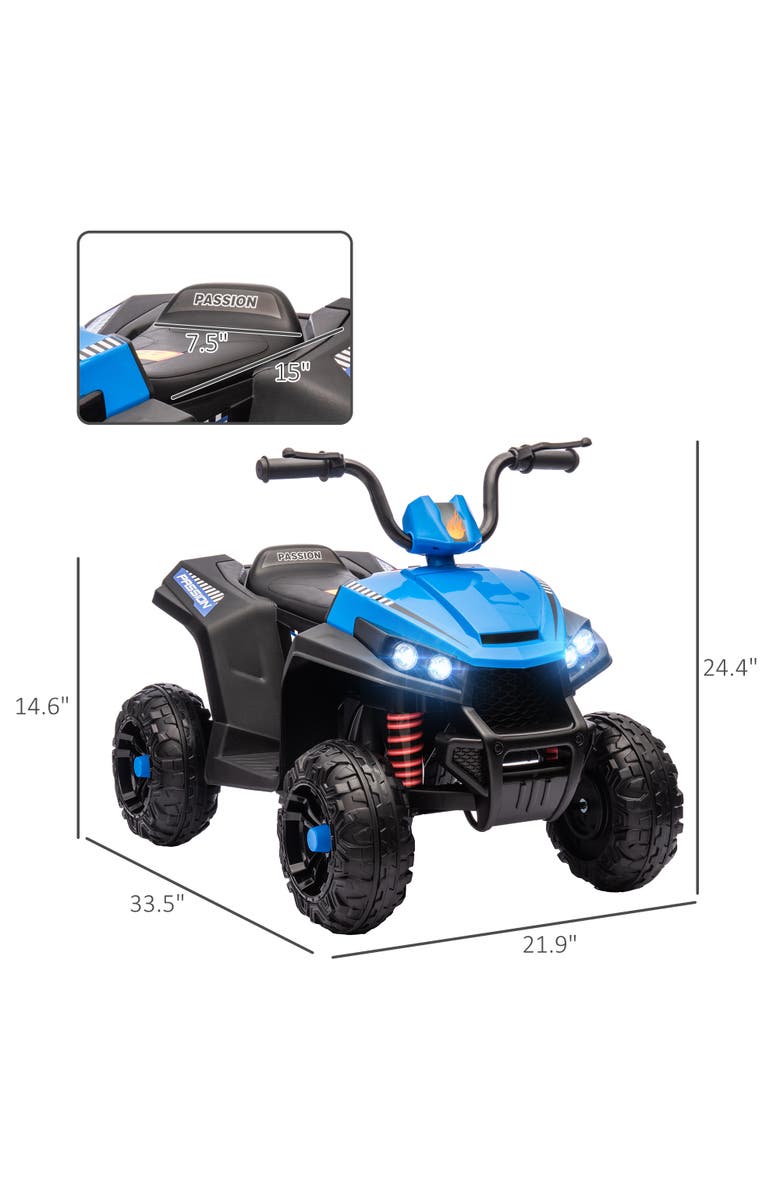 Qaba 12V Kids ATV Four Wheeler w/ Spring Suspension, Forward & Reverse, Alternate, color, Blue