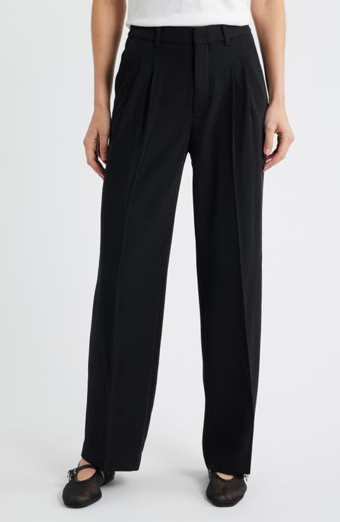 Pleated Straight Leg Pants