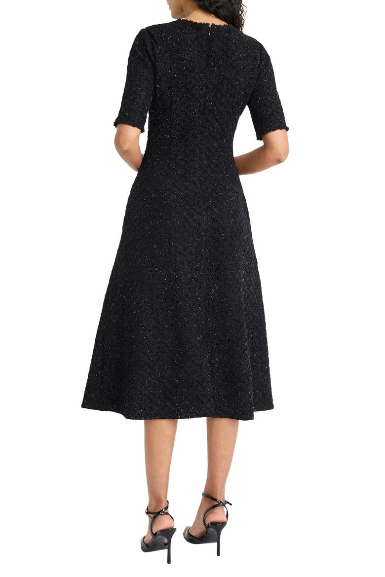 Metallic Fit & Flare Midi Dress, Alternate, color, BLACK