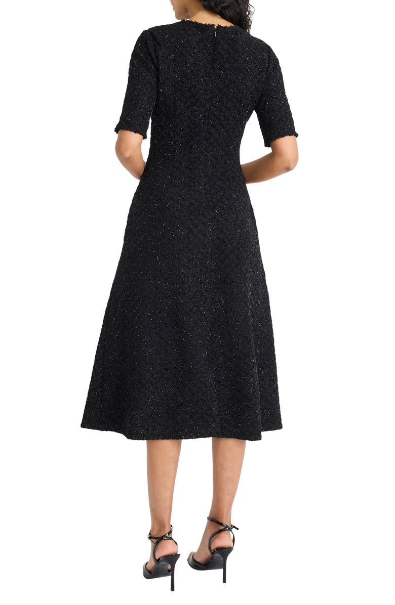 Maggy London Metallic Fit & Flare Midi Dress, Alternate, color, Black