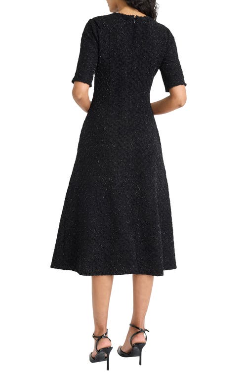 Maggy London Metallic Fit & Flare Midi Dress In Black