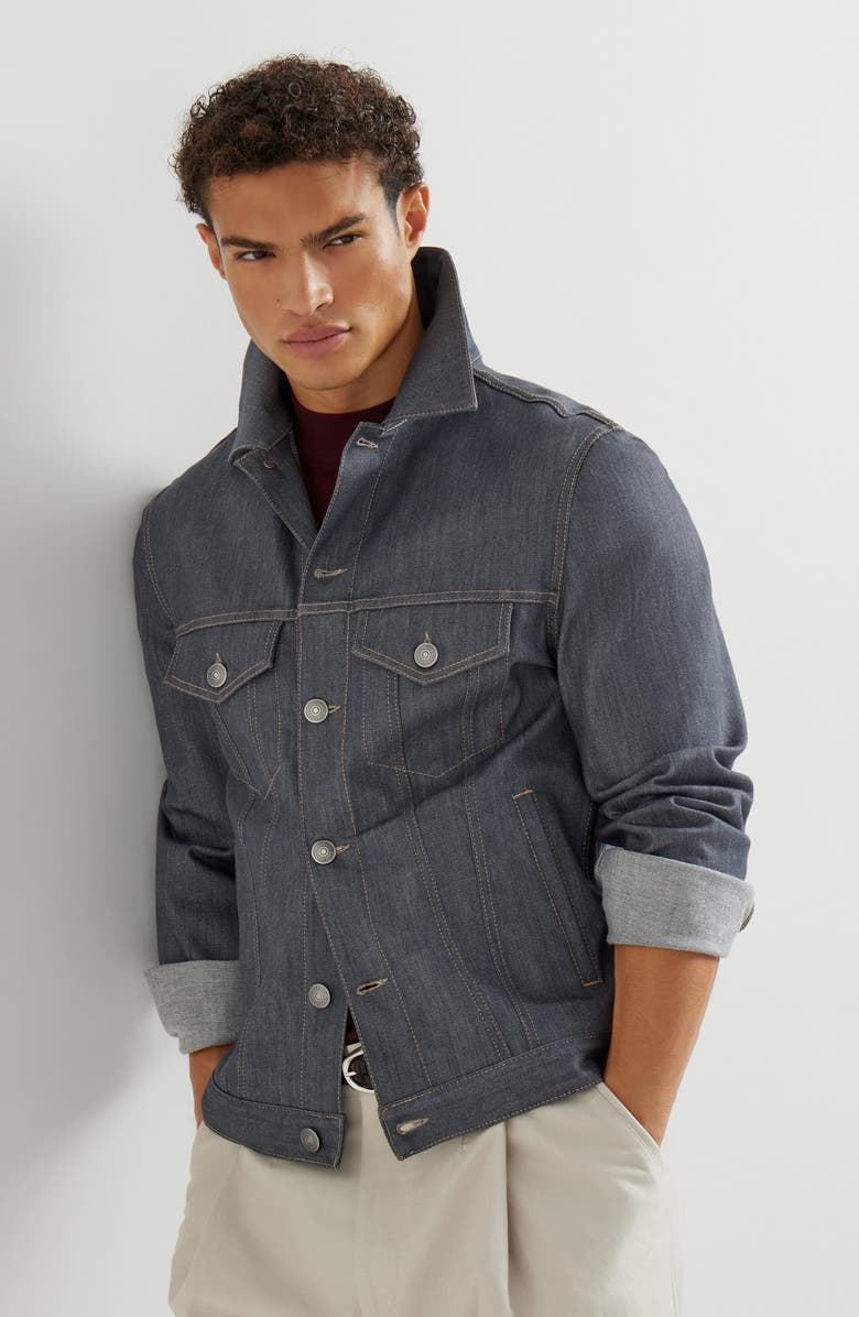 Brunello Cucinelli Denim four-pocket jacket, Alternate, color, Medium Grey