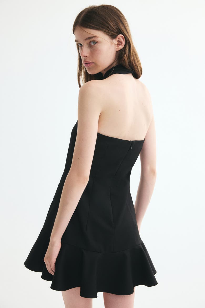 Halterneck Jacket Dress, Alternate, color, Black