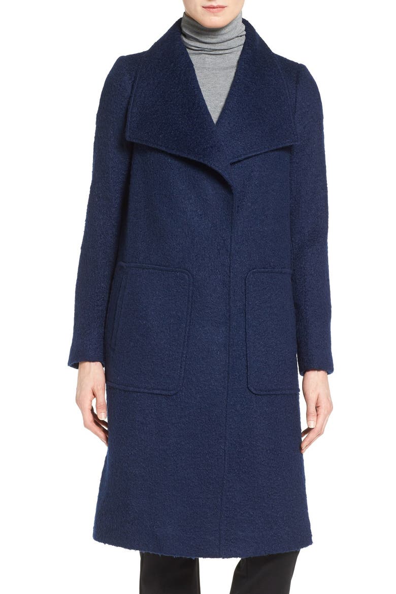 Textured Long Coat, Alternate, color, EVENING BLUE