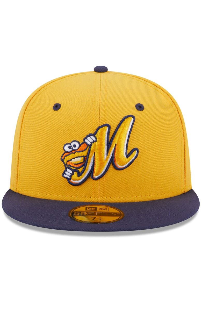 New Era Men's New Era Gold Montgomery Biscuits Authentic Collection Alternate Logo 59FIFTY Fitted Hat, Alternate, color, 