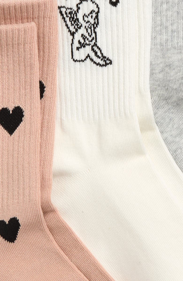 SKIMS 3-Pack Sport Socks, Alternate, color, Spaced Hearts Multi