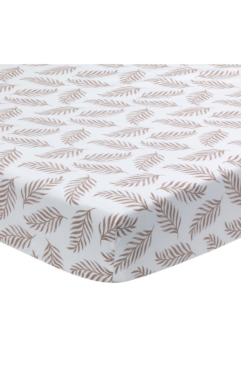 Lambs & Ivy Signature Leaves Print Organic Cotton Fitted Crib Sheet, Main, color, Brown