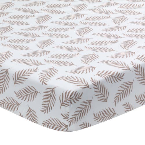 Lambs & Ivy Signature Leaves Print Organic Cotton Fitted Crib Sheet In White
