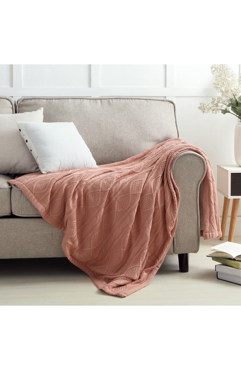 INSPIRED HOME Cozy Tyme Zaim Cable Knit Throw, Alternate, color,