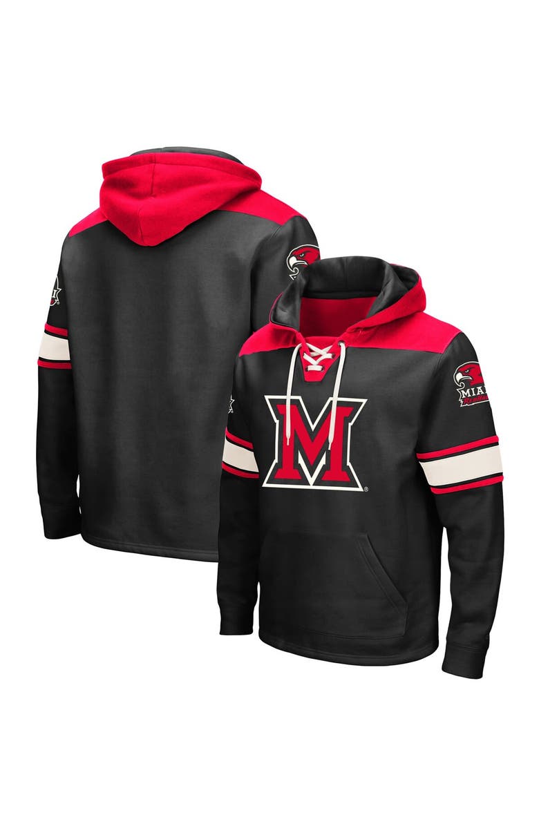COLOSSEUM Men's Colosseum Black Miami University RedHawks 2.0 Lace-Up Pullover Hoodie, Alternate, color, Black