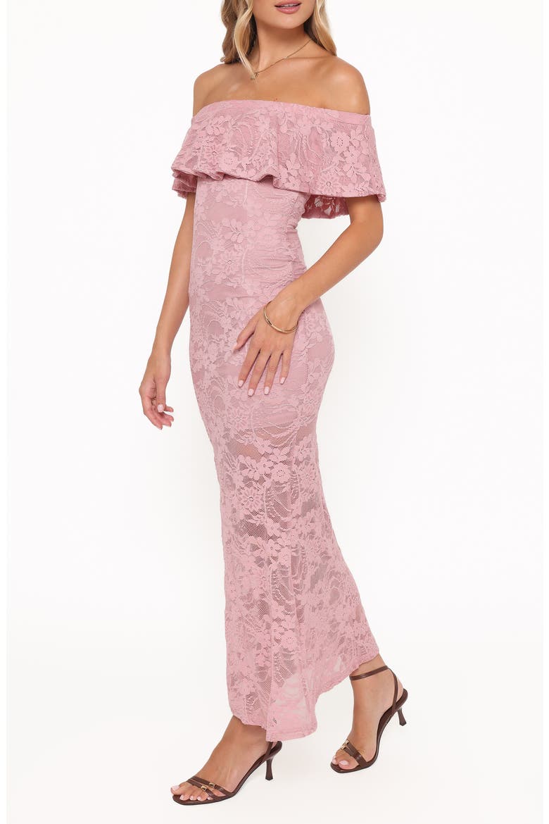 Mirelle Off the Shoulder Lace Maxi Dress, Alternate, color, PINK