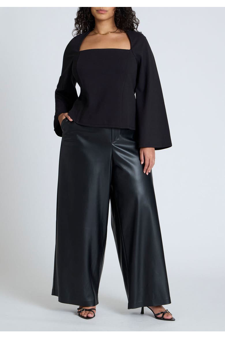 Square Neck Seam Detail Top, Alternate, color, BLACK ONYX