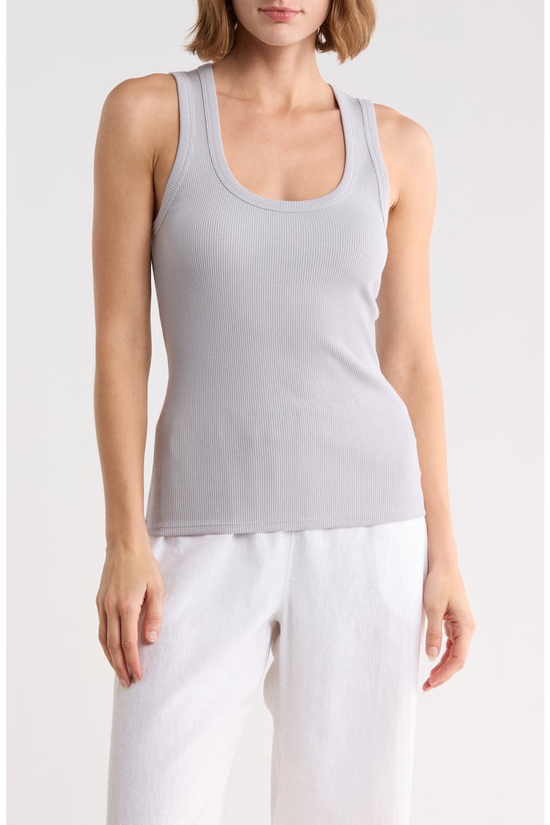 Scoop Neck Ribbed Tank, Main, color, SILVER SMOKE