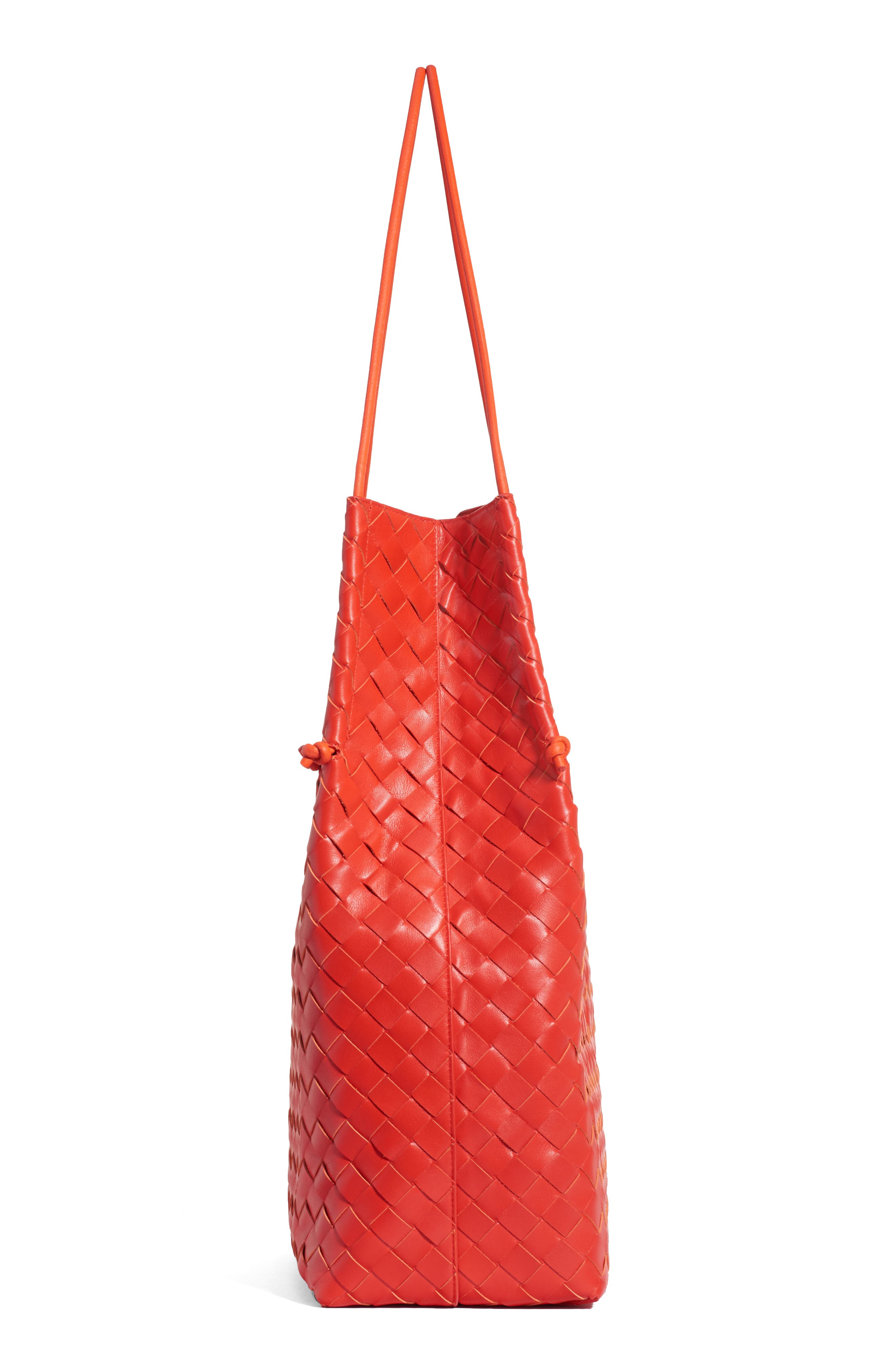 Intrecciato North/South Leather Tote, Alternate, color, NAIL POLISH