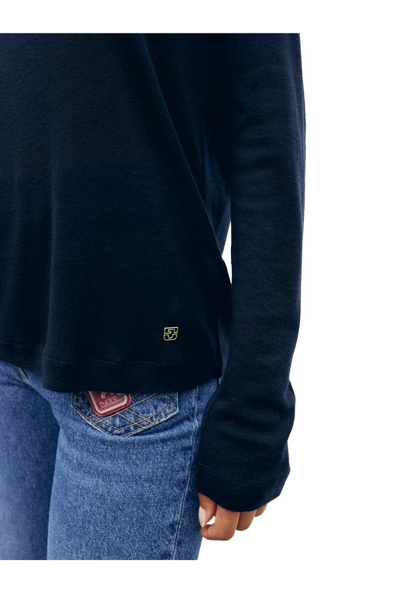 Belen Long Sleeve V-Neck T-Shirt, Alternate, color, Navy Blue