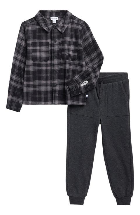 Kids' Flannel Button-Up Shirt & Joggers Set (Toddler & Little Kid)