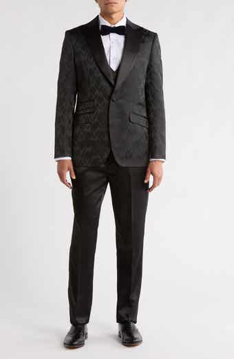 ZEGARIE Stacy Adams Solid Peak Lapel 3-Piece Tuxedo